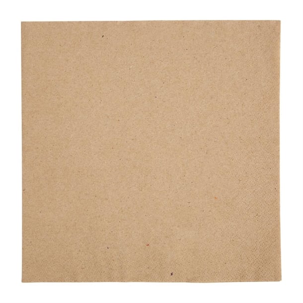 Fiesta Recyclable Recycled Dinner Napkin Kraft 40x40cm 2ply 1/4 Fold (2000 Pack) fe242