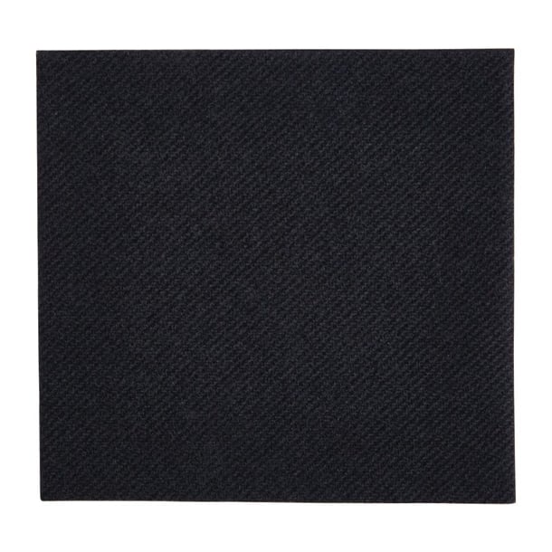 Fiesta Recyclable Premium Tablin Cocktail Napkin Black 24x24cm Airlaid 1/4 Fold (2400 Pack) fe263