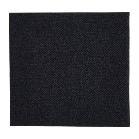 Fiesta Recyclable Premium Tablin Cocktail Napkin Black 24x24cm Airlaid 1/4 Fold (2400 Pack) fe263