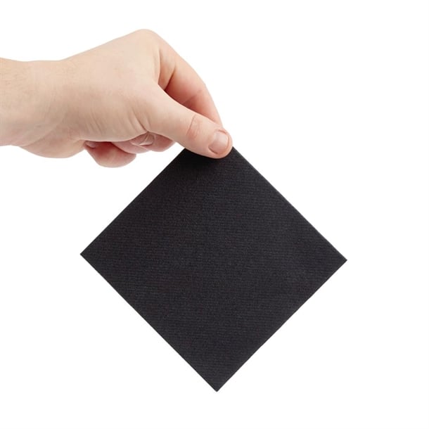 Fiesta Recyclable Premium Tablin Cocktail Napkin Black 24x24cm Airlaid 1/4 Fold (2400 Pack) fe263