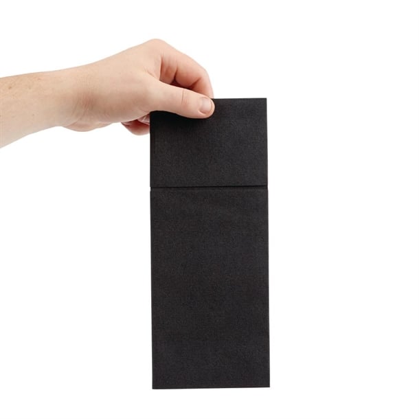 Fiesta Recyclable Premium Tablin Dinner Napkin Black 48x40cm Airlaid Pocket Fold (400 Pack) fe280