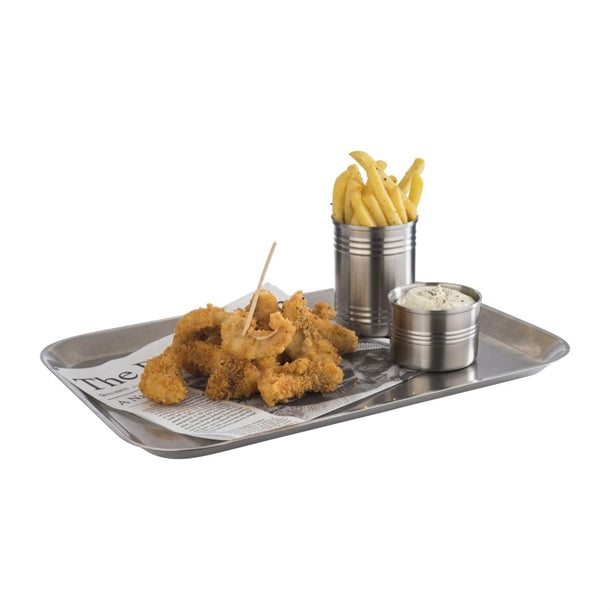 APS Vintage Stainless Steel Serving Tray 380(L)x265(W)mm fe972