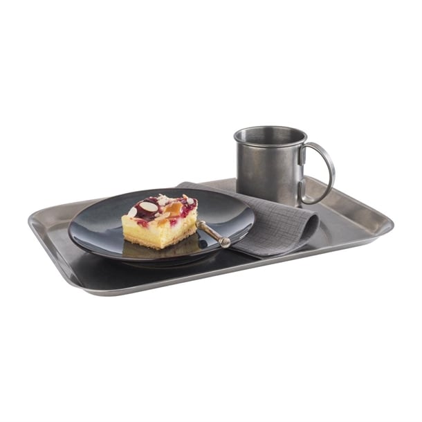APS Vintage Stainless Steel Serving Tray 380(L)x265(W)mm fe972