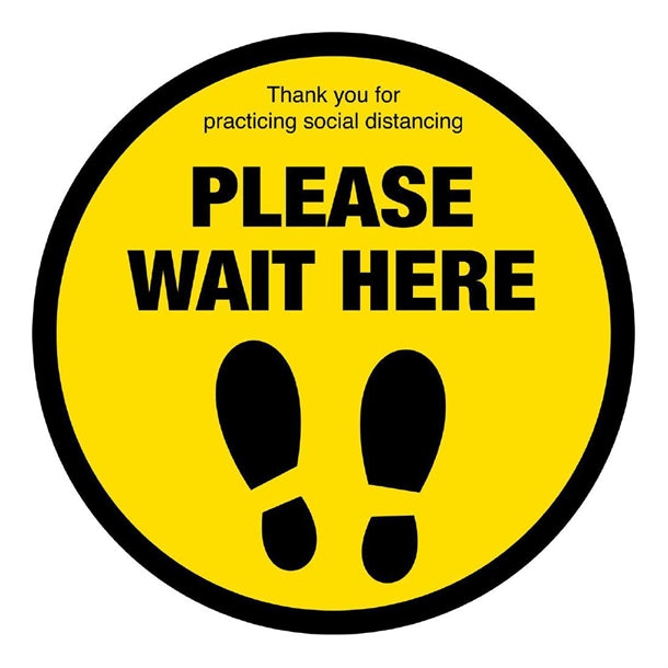 Please Wait Here Social Distancing Floor Graphic 200mm fn360