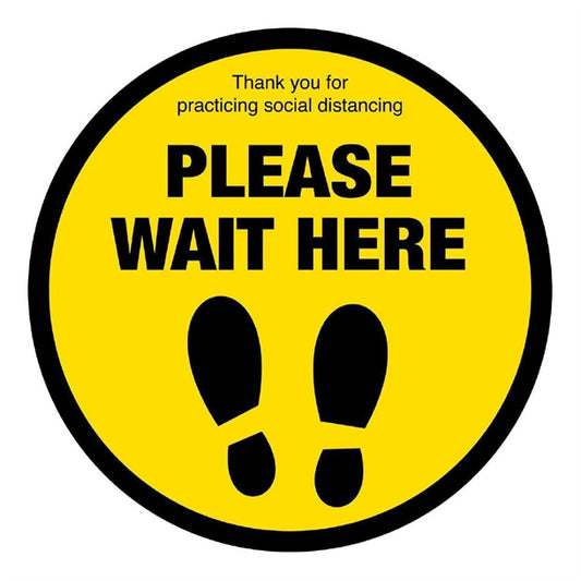 Please Wait Here Social Distancing Floor Graphic 200mm fn360