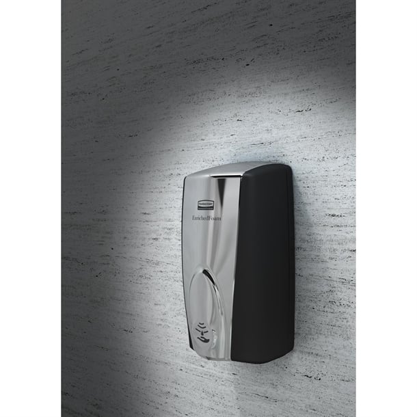 Rubbermaid AutoFoam Touch-Free Foam Soap and Sanitiser Dispenser 1.1Ltr Black/Chrome fn380