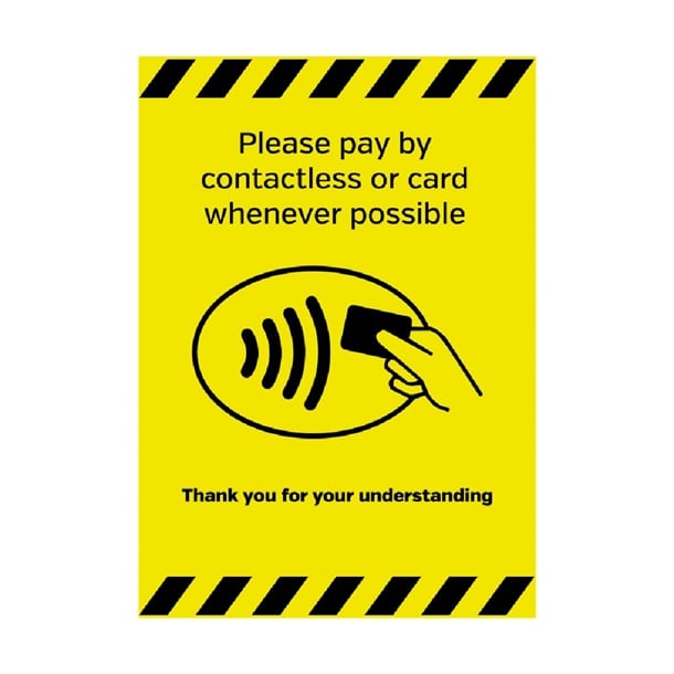 Please Pay By Contactless Or Card Whenever Possible Sign A5 Self-Adhesive fn641