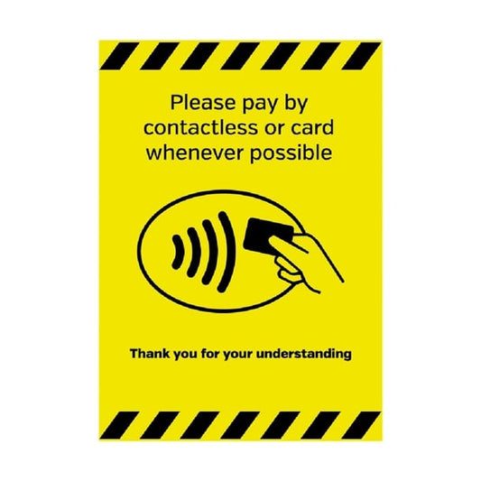 Please Pay By Contactless Or Card Whenever Possible Sign A5 Self-Adhesive fn641