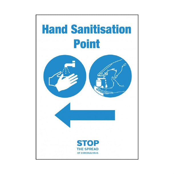 Hand Sanitisation Point Arrow Left Sign A5 Self-Adhesive fn849