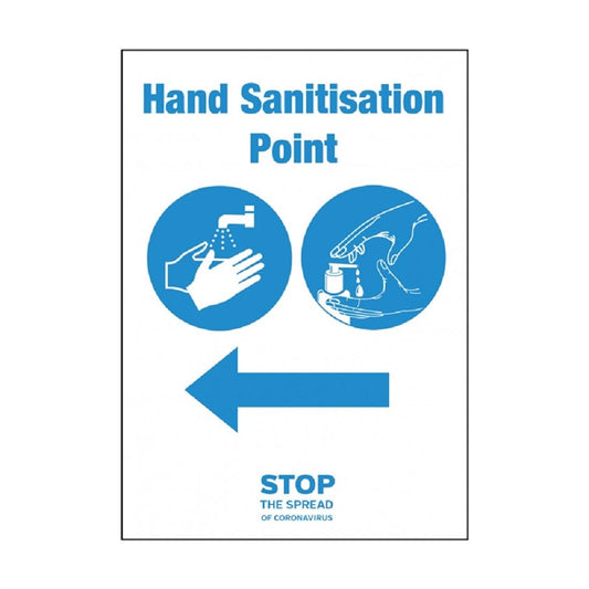 Hand Sanitisation Point Arrow Left Sign A5 Self-Adhesive fn849