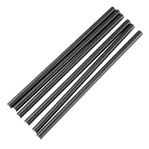 Fiesta Compostable Individually Wrapped Paper Cocktail Stirrer Straws Black (250 Pack) fp441