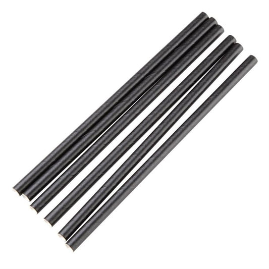 Fiesta Compostable Individually Wrapped Paper Cocktail Stirrer Straws Black (250 Pack) fp441