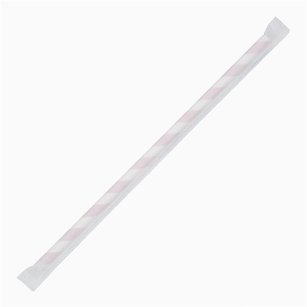 Fiesta Compostable Individually Wrapped Paper Straws Red Stripes (250 Pack) fp442