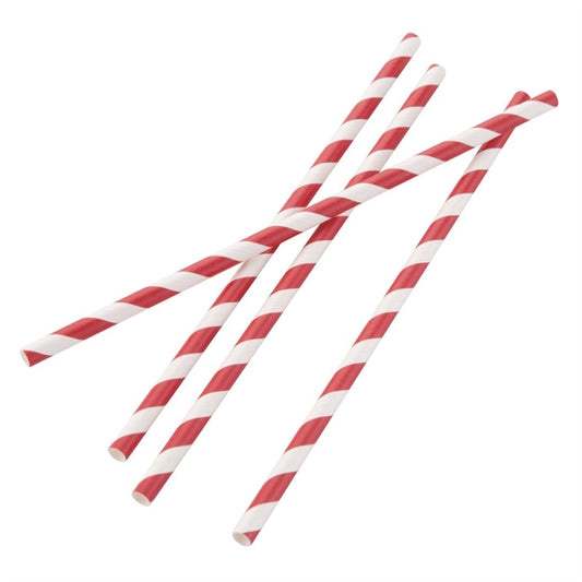 Fiesta Compostable Individually Wrapped Paper Straws Red Stripes (250 Pack) fp442