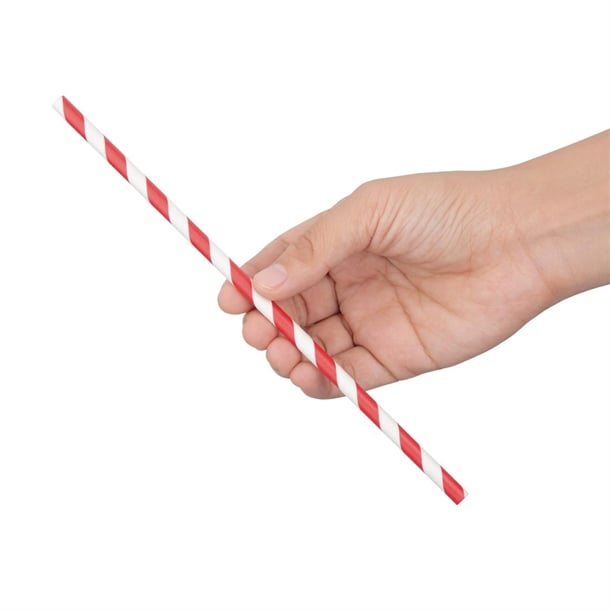 Fiesta Compostable Individually Wrapped Paper Straws Red Stripes (250 Pack) fp442
