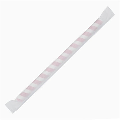 Fiesta Compostable Individually Wrapped Paper Smoothie Straws Red Stripes (250 Pack) fp443