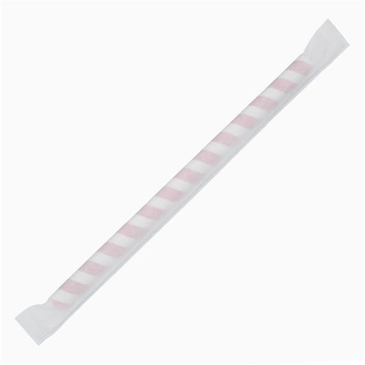 Fiesta Compostable Individually Wrapped Paper Smoothie Straws Red Stripes (250 Pack) fp443