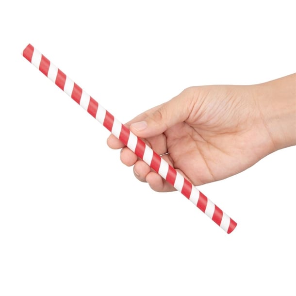 Fiesta Compostable Individually Wrapped Paper Smoothie Straws Red Stripes (250 Pack) fp443