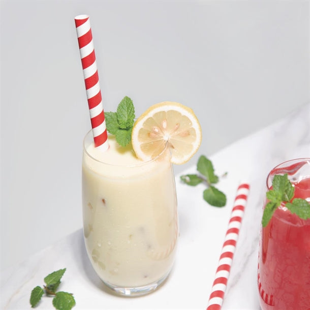 Fiesta Compostable Individually Wrapped Paper Smoothie Straws Red Stripes (250 Pack) fp443