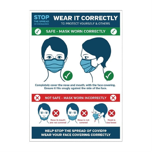 How to Wear a Face Covering Correctly Vinyl Sign A4 fr186