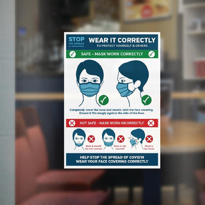 How to Wear a Face Covering Correctly Vinyl Sign A4 fr186