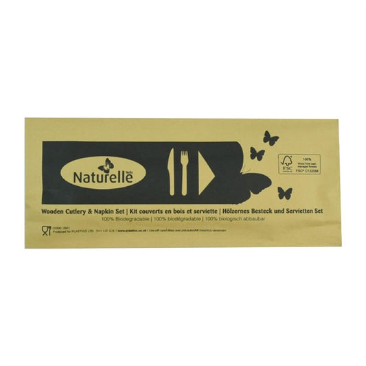 eGreen Individually Wrapped 3-in-1 Wooden Cutlery Set (250 Pack) fs167