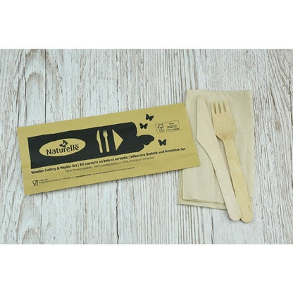 eGreen Individually Wrapped 3-in-1 Wooden Cutlery Set (250 Pack) fs167