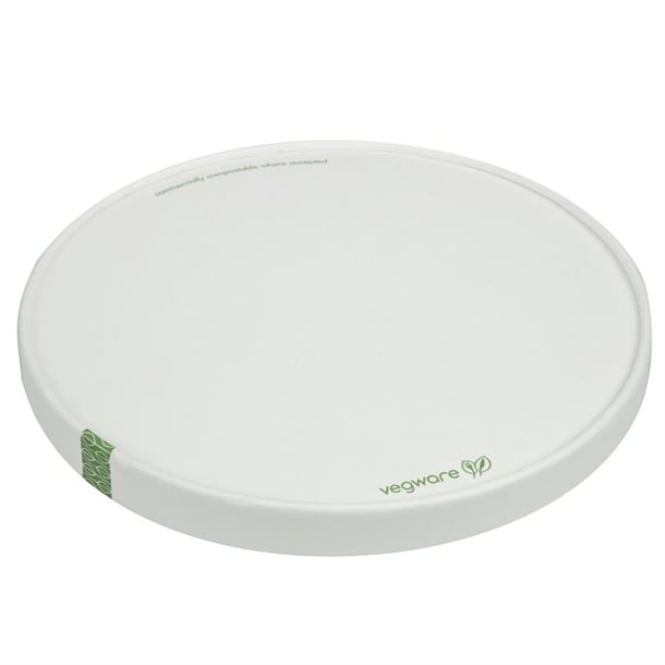 Vegware 185-Series Compostable Bon Appetit Wide PLA-lined Paper Food Bowl Lid (300 Pack) fs179