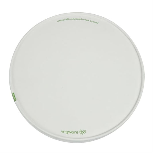 Vegware 185-Series Compostable Bon Appetit Wide PLA-lined Paper Food Bowl Lid (300 Pack) fs179