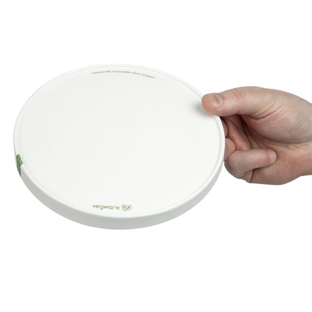 Vegware 185-Series Compostable Bon Appetit Wide PLA-lined Paper Food Bowl Lid (300 Pack) fs179
