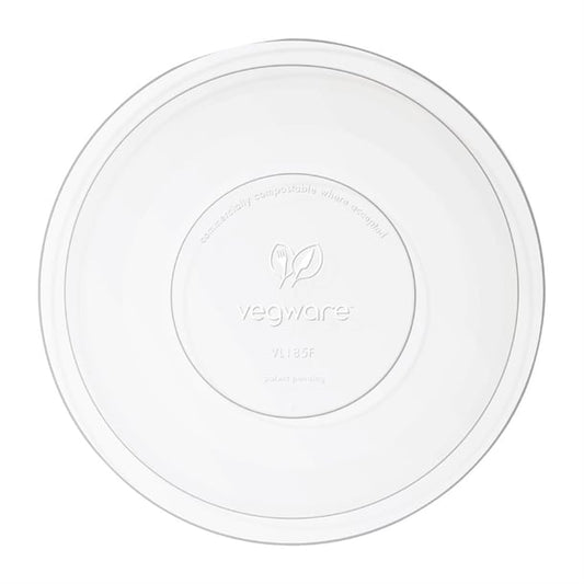 Vegware 185-Series Compostable Bon Appetit Wide Bowl PLA Flat Lid (300 Pack) fs182