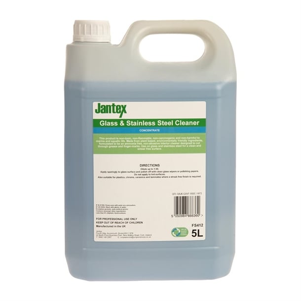 Jantex Green Glass and Stainless Steel Cleaner Concentrate 5Ltr fs412