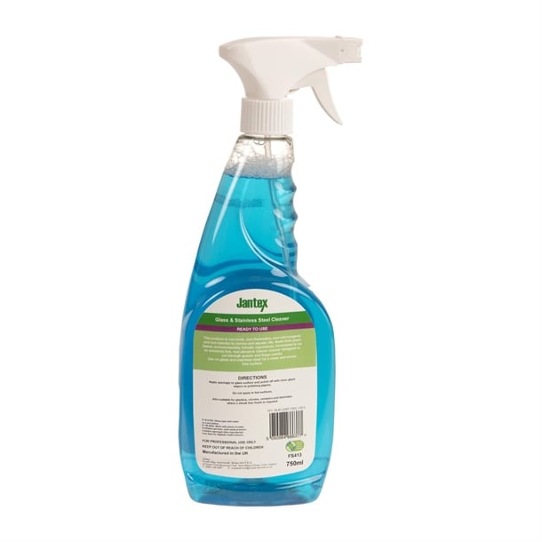 Jantex Green Glass and Stainless Steel Cleaner Ready To Use 750ml fs413