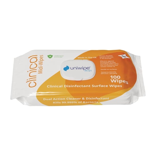 Uniwipe Clinical Disinfectant Midi-Wipes (100 Pack) fs703