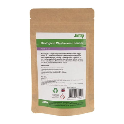 Jantex Green Biological Washroom Cleaner Sachets (10 Pack) ft321