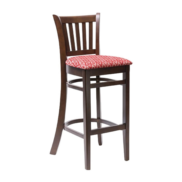 Manhattan Dark Walnut Bar Chair with Red Diamond Padded Seat ft430