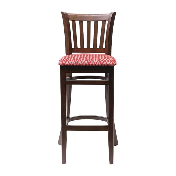 Manhattan Dark Walnut Bar Chair with Red Diamond Padded Seat ft430