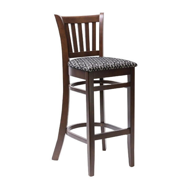 Manhattan Dark Walnut Bar Chair with Black Diamond Padded Seat ft431