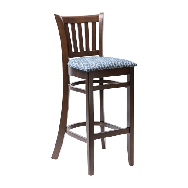 Manhattan Dark Walnut Bar Chair with Blue Diamond Padded Seat ft432