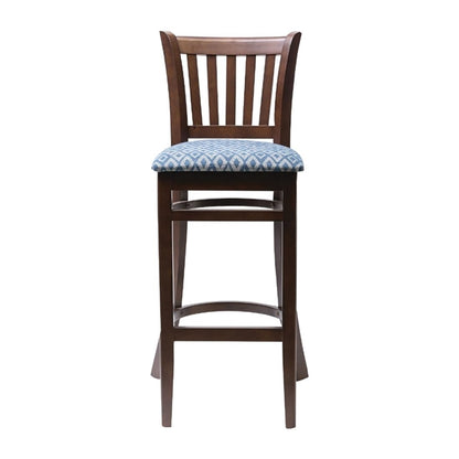 Manhattan Dark Walnut Bar Chair with Blue Diamond Padded Seat ft432