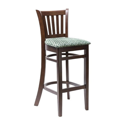 Manhattan Dark Walnut Bar Chair with Green Diamond Padded Seat ft433