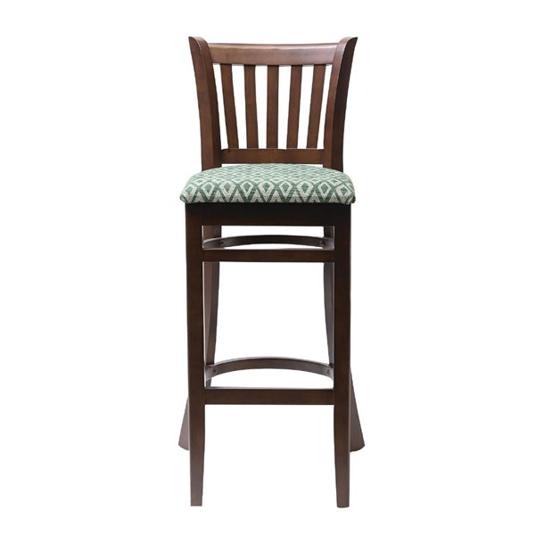 Manhattan Dark Walnut Bar Chair with Green Diamond Padded Seat ft433
