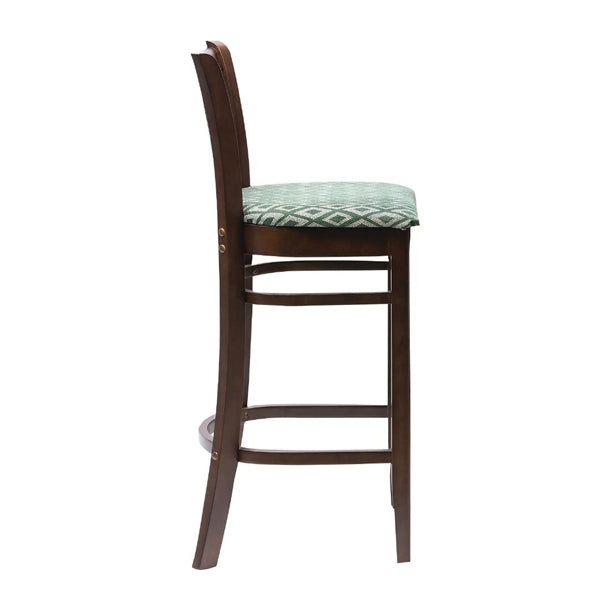 Manhattan Dark Walnut Bar Chair with Green Diamond Padded Seat ft433