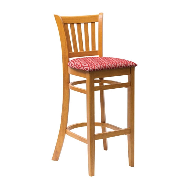 Manhattan Soft Oak Bar Chair with Red Diamond Padded Seat ft434