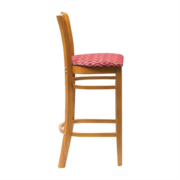 Manhattan Soft Oak Bar Chair with Red Diamond Padded Seat ft434