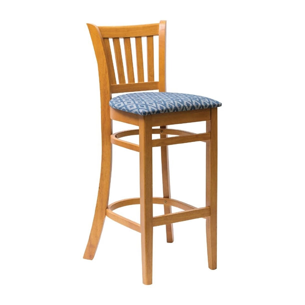 Manhattan Soft Oak Bar Chair with Blue Diamond Padded Seat ft436