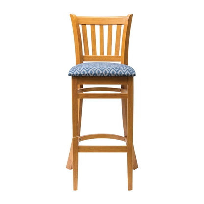 Manhattan Soft Oak Bar Chair with Blue Diamond Padded Seat ft436
