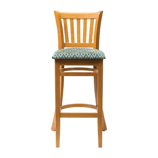 Manhattan Soft Oak Bar Chair with Green Diamond Padded Seat ft437