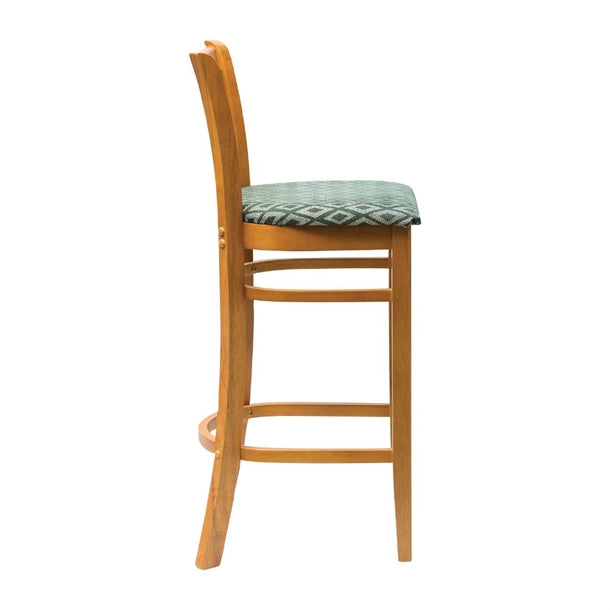 Manhattan Soft Oak Bar Chair with Green Diamond Padded Seat ft437
