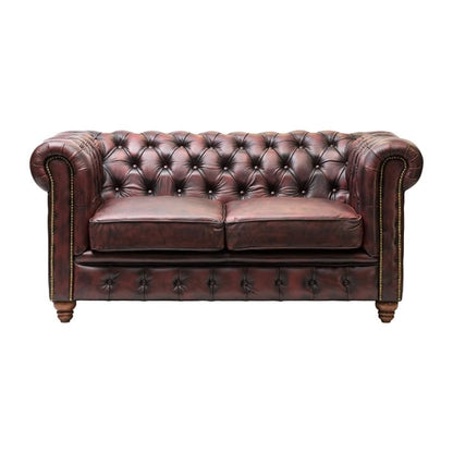 Chesterfield Leather Two-Seater Sofa Antique Red ft438